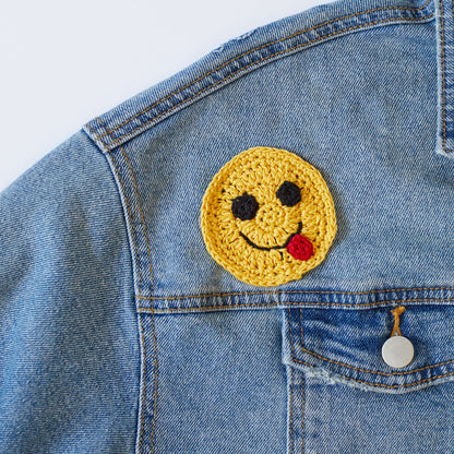 Aunt Lydia's Crochet Yummy Happy Face Emoji Applique Crochet Yummy Happy Face Emoji Applique made using Aunt Lydia's yarn