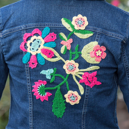 Aunt Lydia's Crochet Be-Flowered Denim Jacket Crochet Appliqué made in Aunt Lydia's Classic Crochet Thread yarn