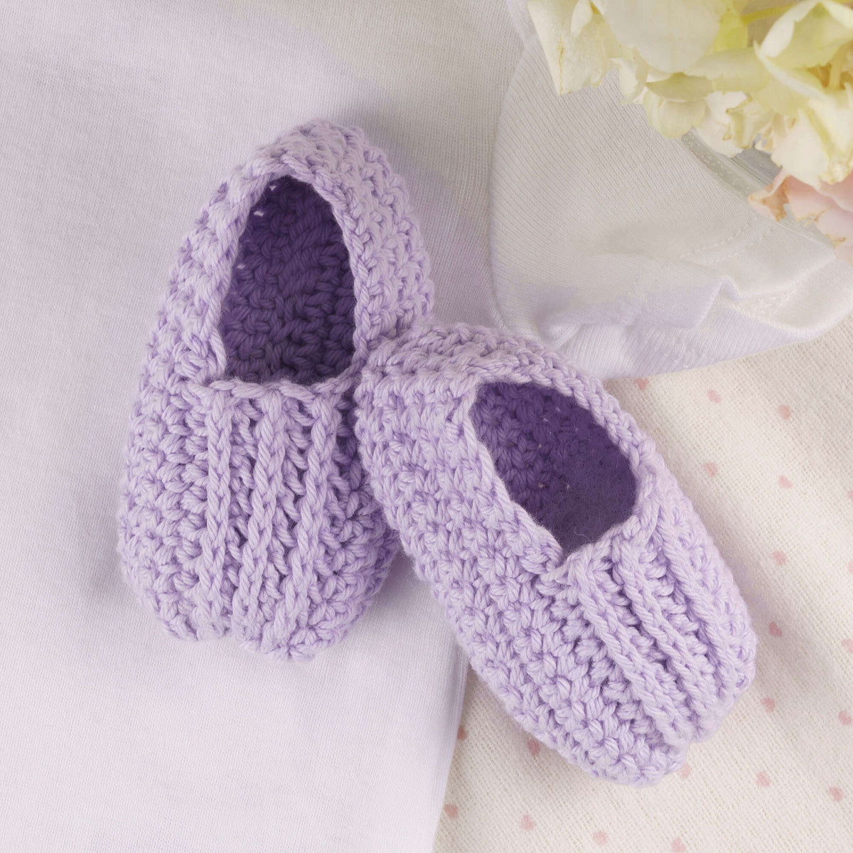 Crochet Bootie made in Aunt Lydia's Baby Shower yarn
