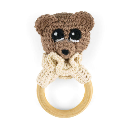 Aunt Lydia's Crochet Bunny & Bear Teething Rings Crochet Toy made in Aunt Lydia's Baby Shower yarn