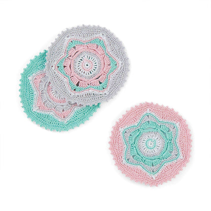 Aunt Lydia Crochet Christmas Party Coasters Crochet Coaster made in Aunt Lydia's Classic Crochet yarn