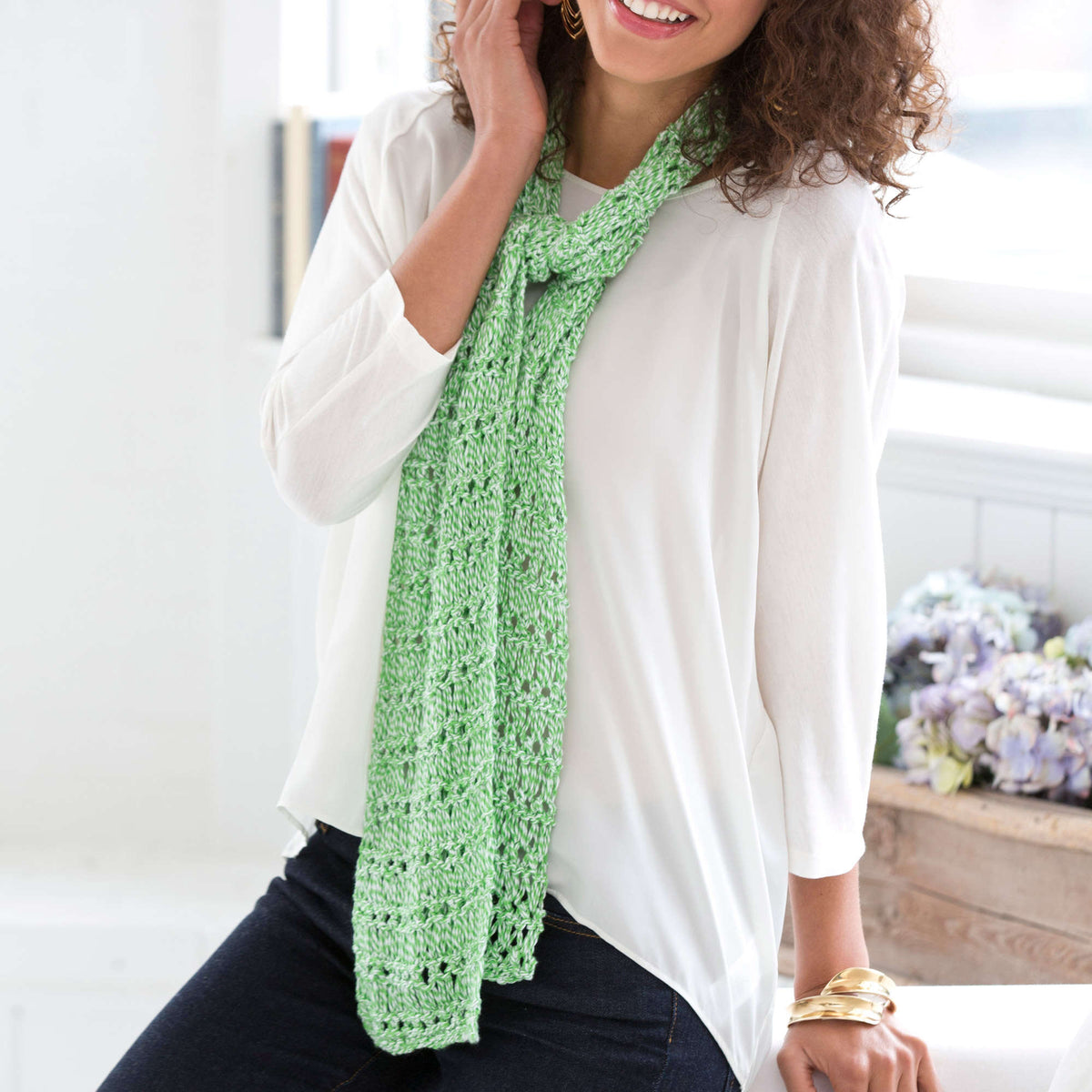 Knit Scarf made in Aunt Lydia's Baker's Cotton yarn