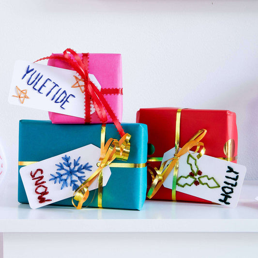 Embroidery Gift Wrapping made in Anchor Embroidery Floss Spools yarn