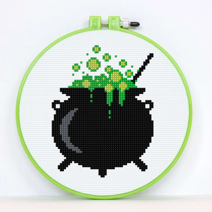 Anchor Embroidery Halloween Cauldron Cross Stitch Embroidery Design made in Anchor Embroidery Floss Spools yarn