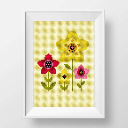 Anchor Embroidery Floral On Cream Tapestry Design Embroidery Design made in Anchor Tapestry Wool yarn