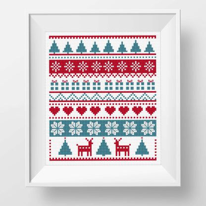 Anchor Embroidery Christmas Holiday Sampler Cross Stitch Embroidery Design made in Anchor Embroidery Floss Spools yarn