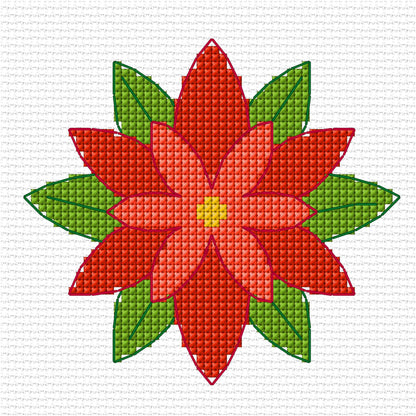 Anchor Embroidery Poinsettia Cross Stitch Embroidery Design made in Anchor Embroidery Floss Spools yarn