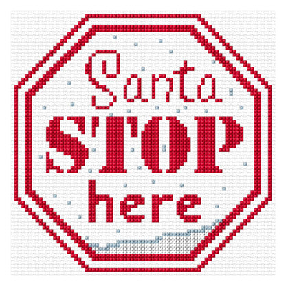 Anchor Embroidery Santa Stop Here Cross Stitch Embroidery Design made in Anchor Embroidery Floss Spools yarn