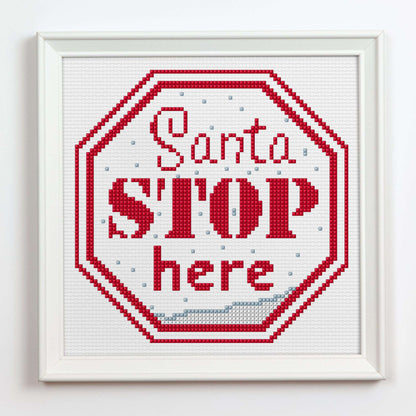 Anchor Embroidery Santa Stop Here Cross Stitch Embroidery Design made in Anchor Embroidery Floss Spools yarn