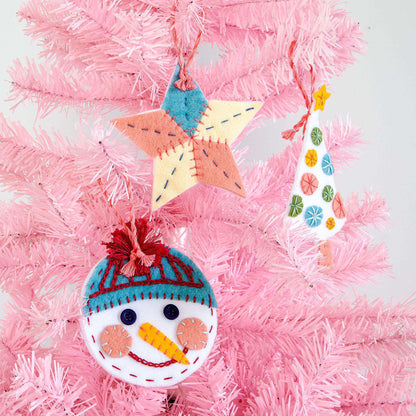 Anchor Embroidery Holiday Felt Ornaments Embroidery Ornament made in Anchor Embroidery Floss Spools yarn