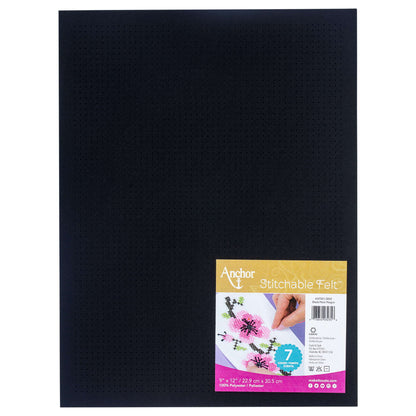 Anchor Stitchable Felt 9" x 12" - Clearance Shades Black