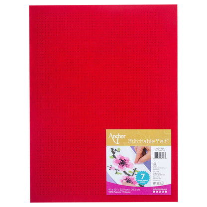 Anchor Stitchable Felt 9" x 12" - Clearance Items Red