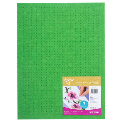 Anchor Stitchable Felt 9" x 12" - Discontinued Items Green