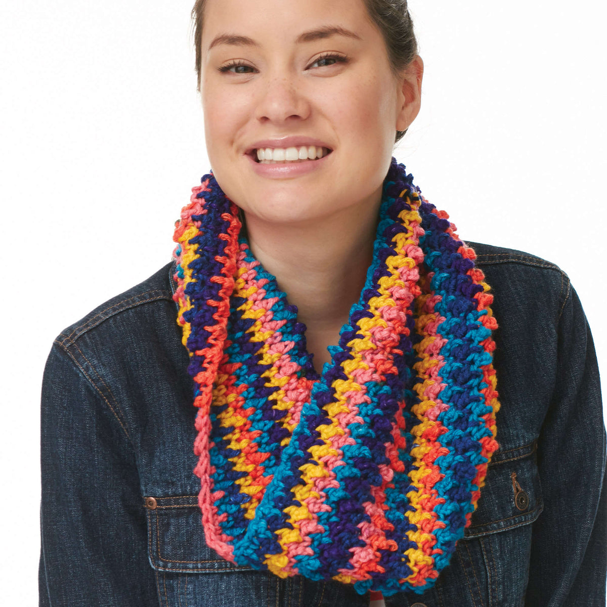 Crochet Cowl made in Bernat Super Value yarn