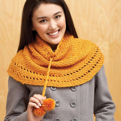 Bernat Crochet Drawstring Cowl Crochet Cowl made in Bernat Satin yarn