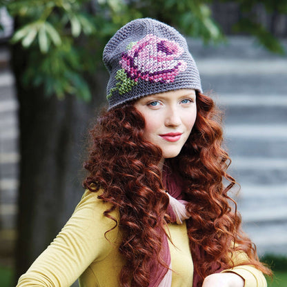 Bernat Crochet Coming Up Roses Hat Crochet Hat made in Bernat Satin yarn