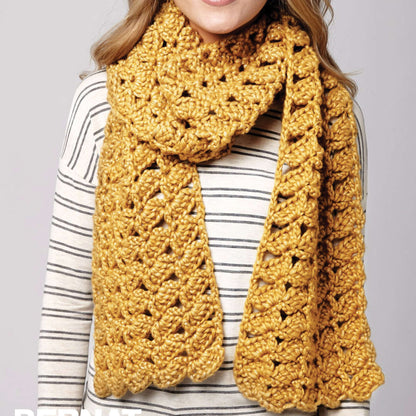 Bernat Crochet Shifting Shells Scarf Crochet Scarf made in Bernat Dazzle yarn