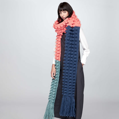 Bernat Crochet Color Block Bobble Scarf Crochet Scarf made in Bernat Roving yarn