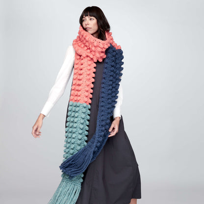 Bernat Crochet Color Block Bobble Scarf Crochet Scarf made in Bernat Roving yarn