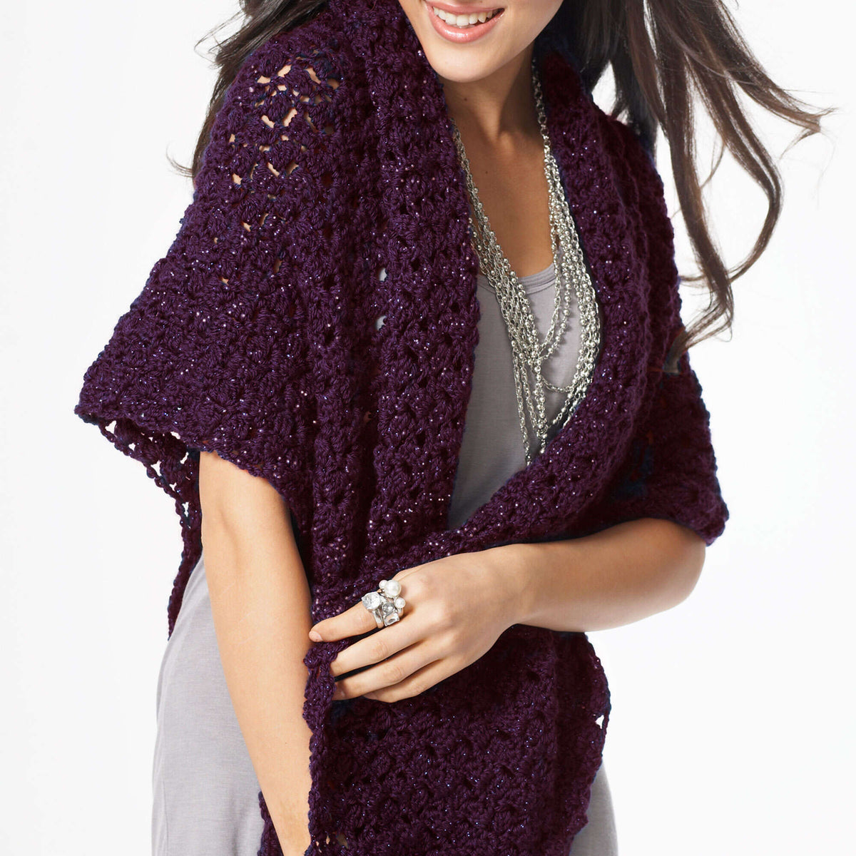 Crochet Shawl made in Bernat Satin yarn