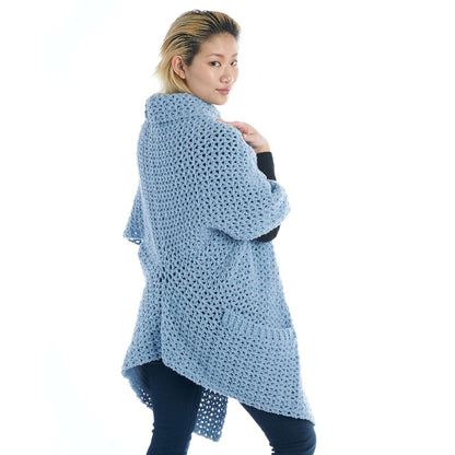 Bernat Cozy Crochet Pocket Shawl Cardigan Crochet Sweater made in Bernat Forever Fleece Finer yarn
