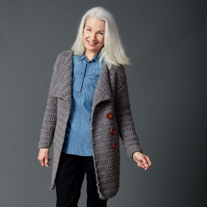 Bernat Big Collar Crochet Coat M