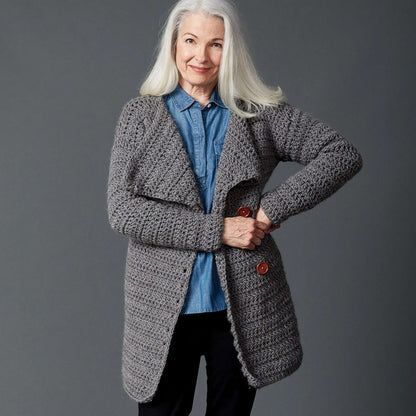 Bernat Big Collar Crochet Coat M
