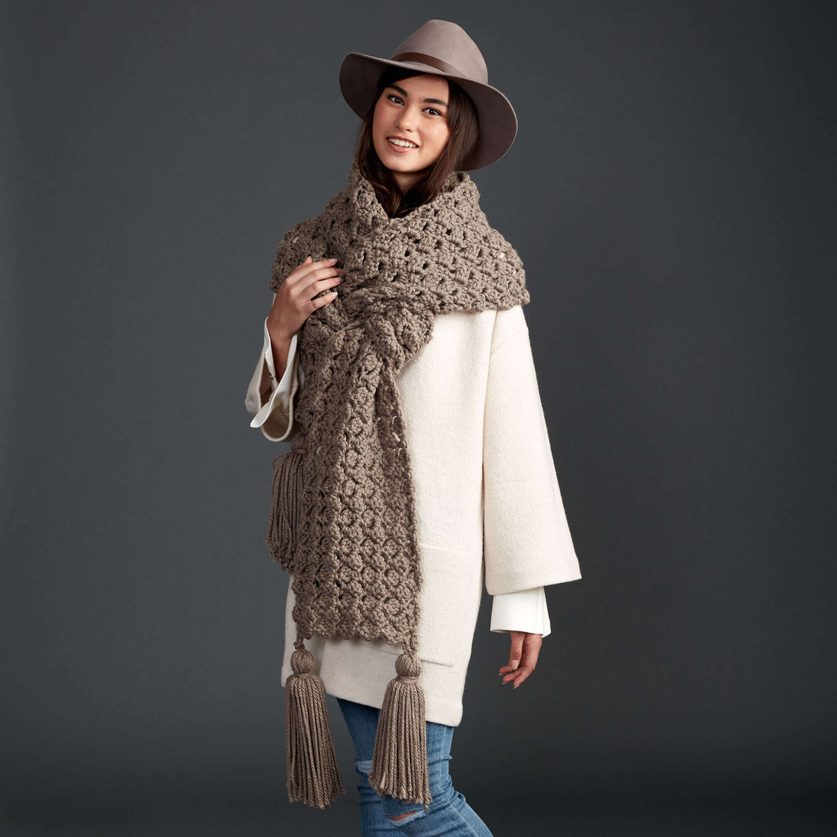 Crochet Scarf made in Bernat Softee Chunky yarn