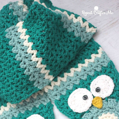 Bernat Owl Crochet Super Scarf Crochet Scarf made in Bernat Softee Chunky yarn