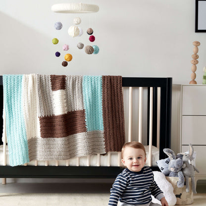 Bernat Log Cabin Crochet Baby Blanket Crochet Blanket made in Bernat Softee Baby Chunky yarn