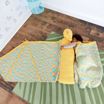 Bernat Crochet Dino-Hug Blanket Crochet Blanket made in Bernat Forever Fleece Finer yarn