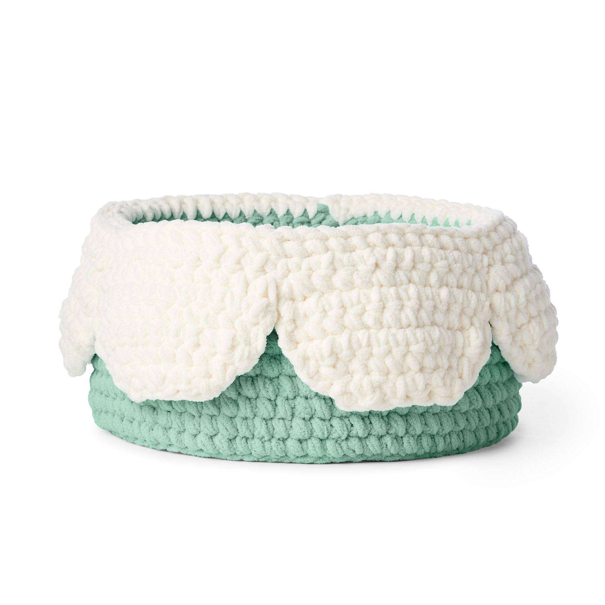 Crochet Basket made in Bernat Baby Blanket yarn