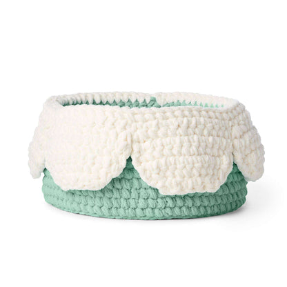 Bernat Crochet Petal Basket Crochet Basket made in Bernat Baby Blanket yarn