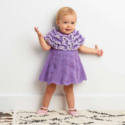 Bernat Crochet Ruffle Yoke Baby Dress 12 mos