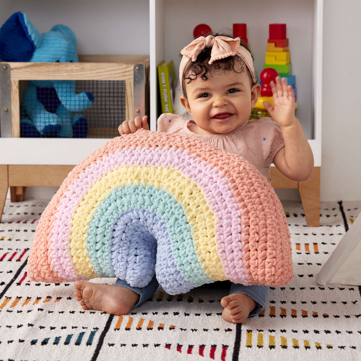Crochet Pillow made in Bernat Baby Blanket yarn