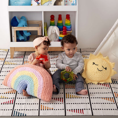 Bernat Crochet Rainbow Pillow Crochet Pillow made in Bernat Baby Blanket yarn