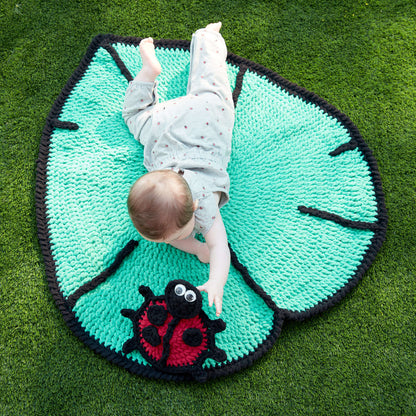Bernat Lil' Leaf Crochet Play Mat & Ladybug Toy Crochet Rug made in Bernat Blanket yarn