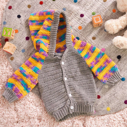 Bernat Crochet Candy Stripes Hooded Cardigan S