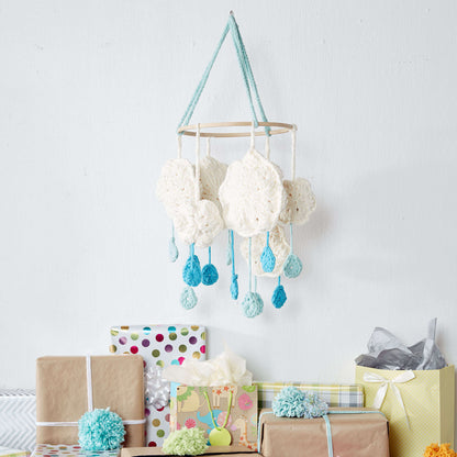 Bernat Cloudy Day Crochet Mobile Crochet Toy made in Bernat Baby Blanket yarn