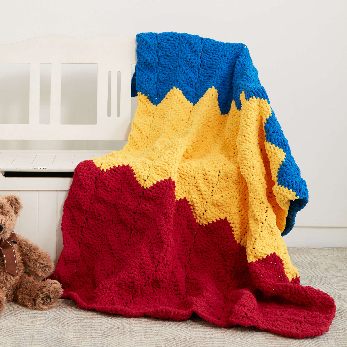 Crochet Blanket made in Bernat Blanket yarn