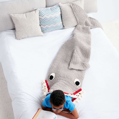 Bernat Crochet Fin-tastic Shark Snuggle Sack Crochet Blanket made in Bernat Blanket yarn