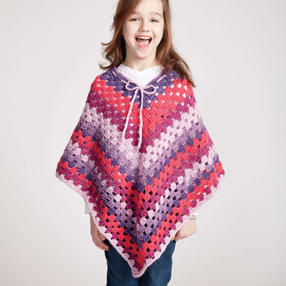 Bernat Girl's Crochet Poncho Crochet Poncho made in Bernat Pop! yarn