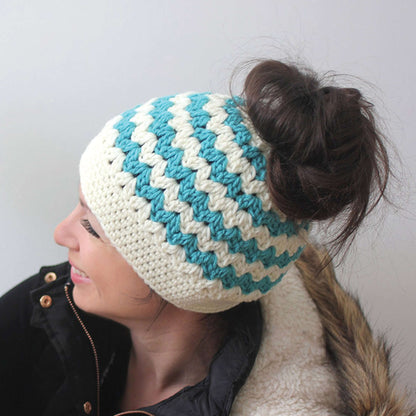 Bernat Crochet Mommy and Me Messy Bun Hats Crochet Hat made in Bernat Super Value yarn