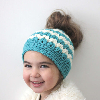 Bernat Crochet Mommy and Me Messy Bun Hats Crochet Hat made in Bernat Super Value yarn