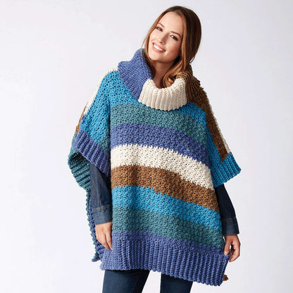 Bernat Mom and Me Crochet Ponchos Birch Bark & Blue