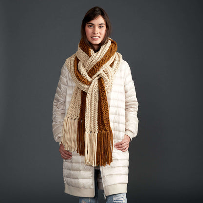 Bernat Highline Crochet Super Scarf Linen/Cinnamon