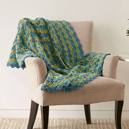 Bernat Crochet Round the Block Afghan Crochet Blanket made in Bernat Maker Home Dec yarn