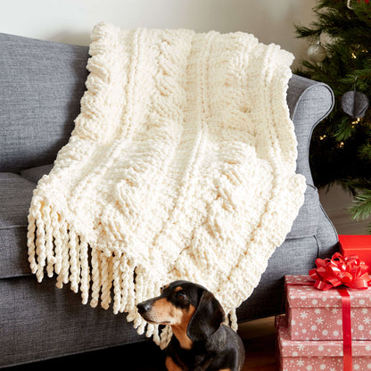 Bernat Crochet Cables Afghan Vintage White