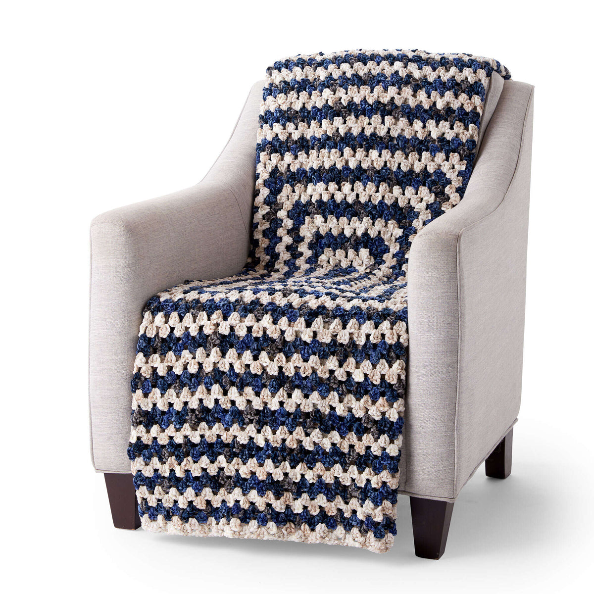 Crochet Blanket made in Bernat Crushed Velvet yarn