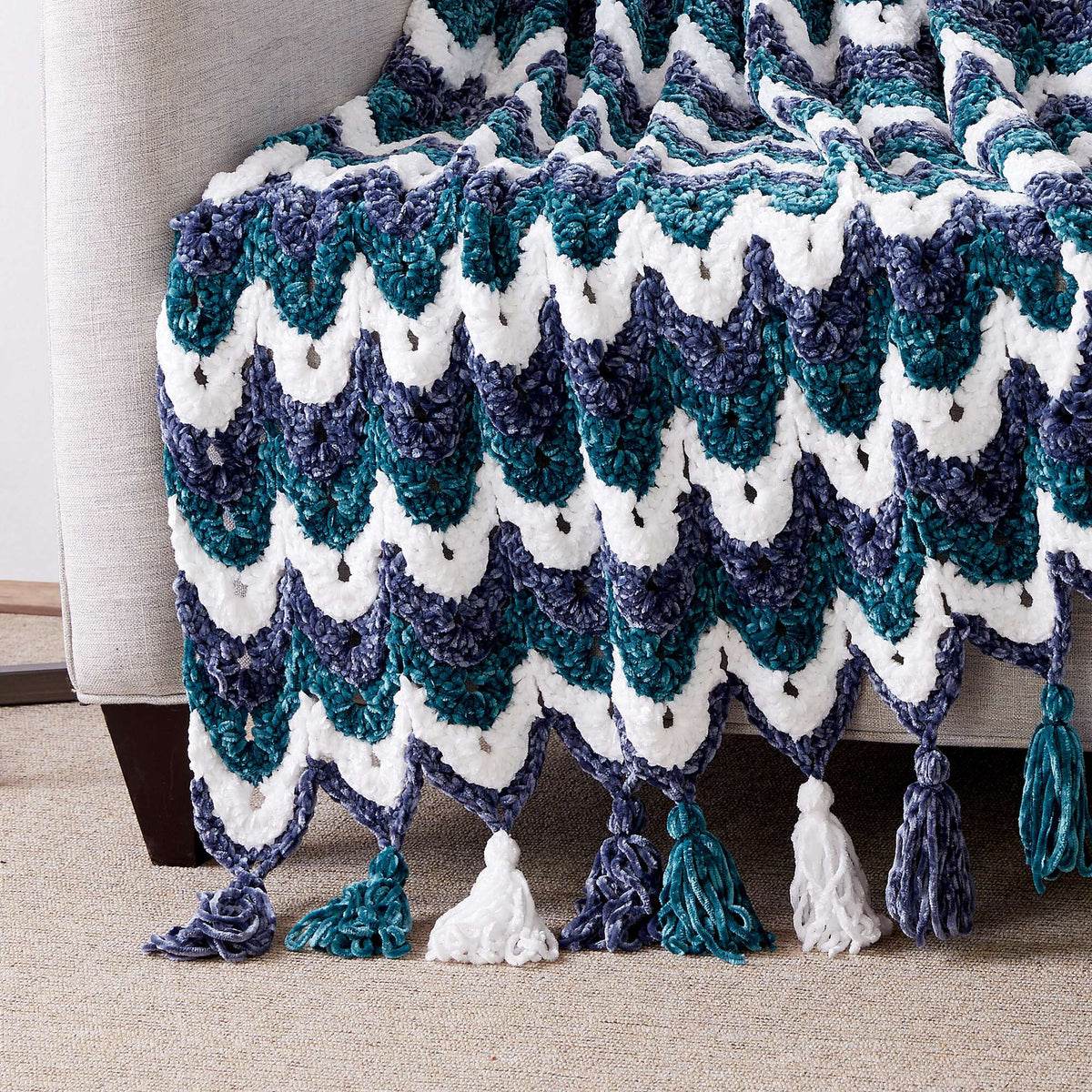 Crochet Blanket made in Bernat Velvet yarn